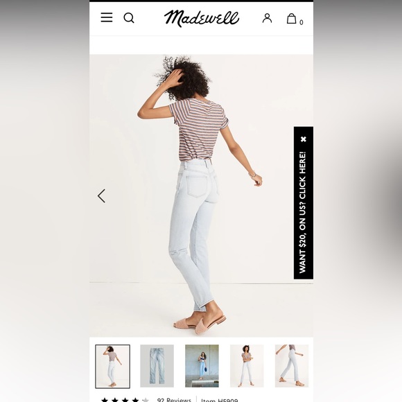 Madewell Jeans - Tall 33- Perfect Vintage Jean in Fitzgerald Wash - Picture 2 of 8